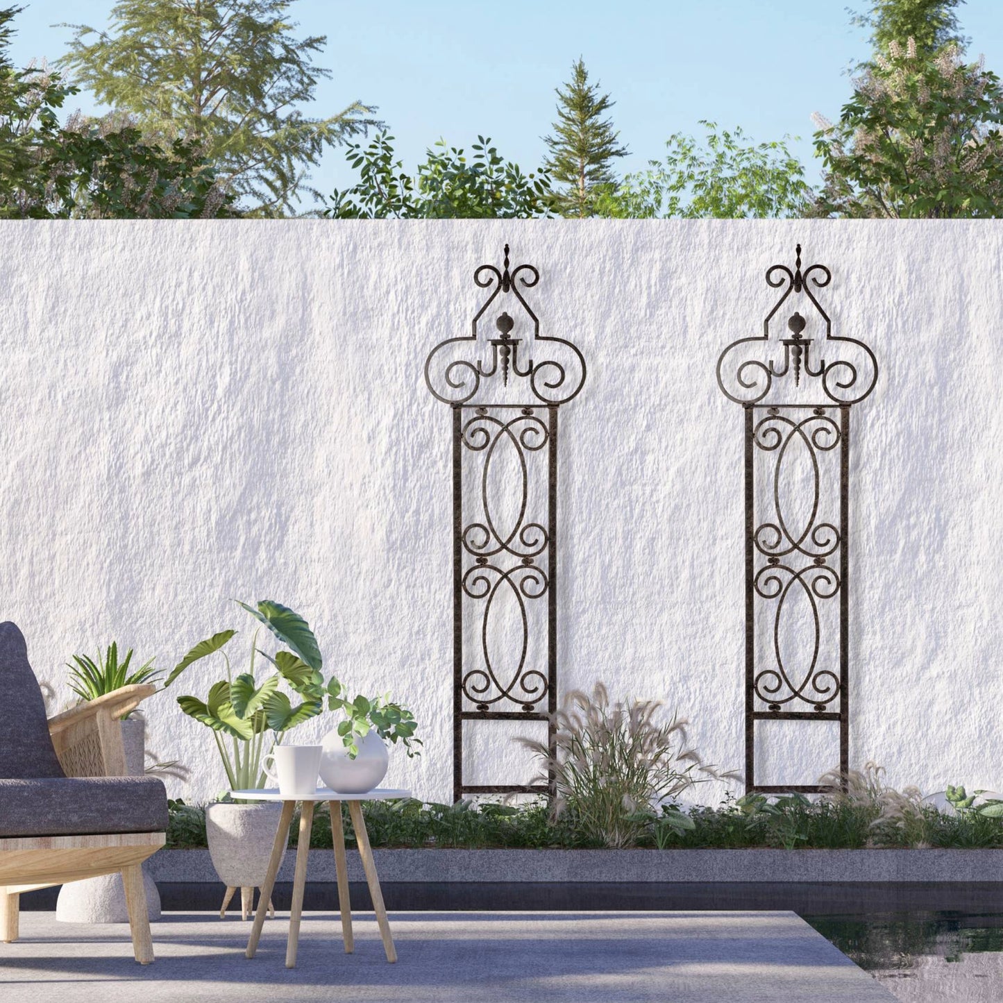 H Potter Metal Garden Trellis Wrought Iron Set of 2