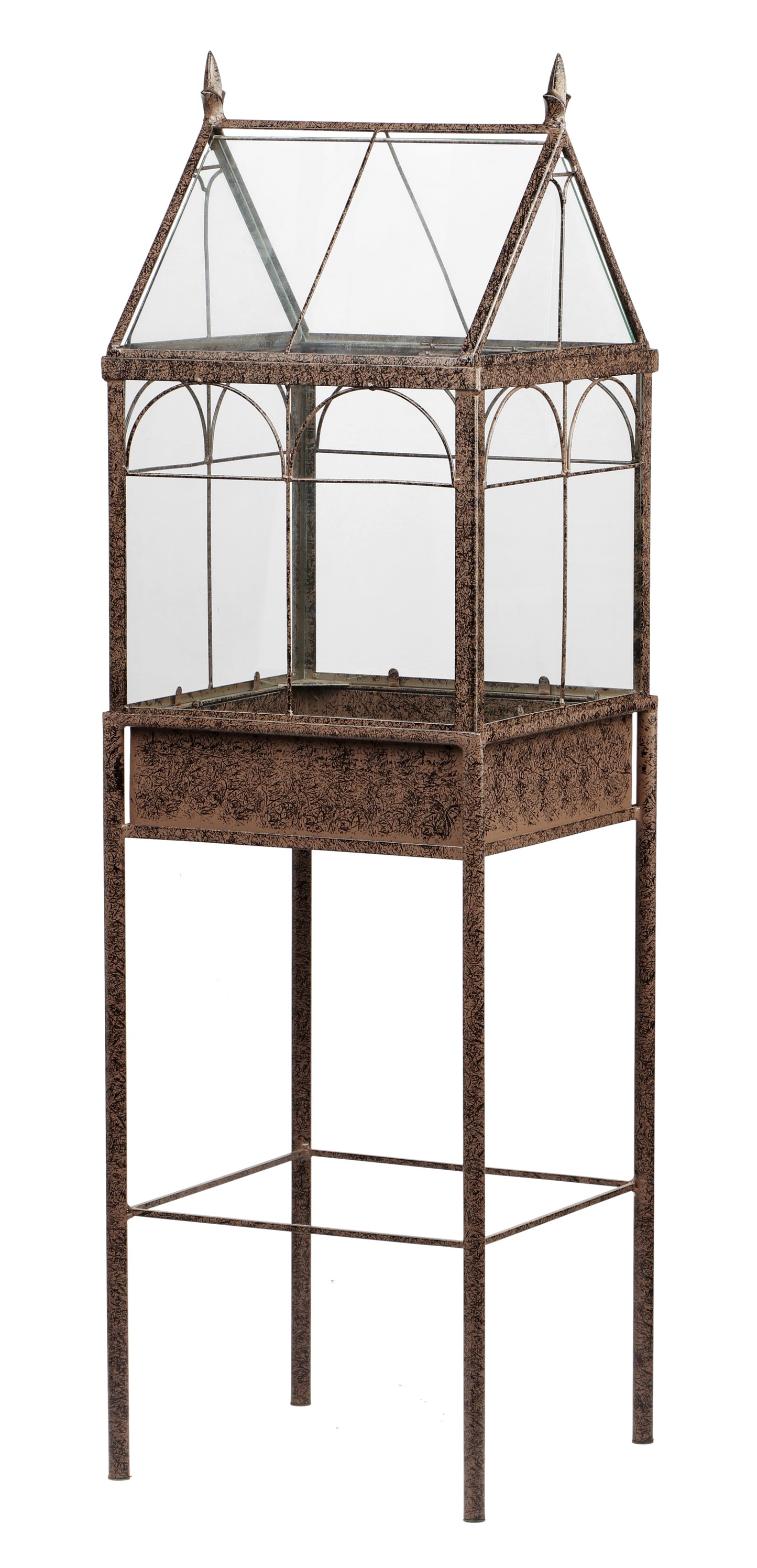 H Potter Square Freestanding Wardian Case Terrarium Metal and Glass Indoor Decor for plants, flowers, ivy, moss, collectibles