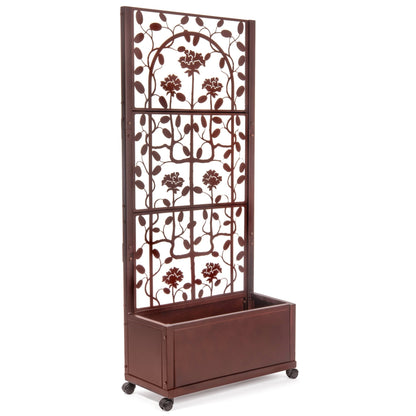 side angle mahogany finished h potter trellis planter