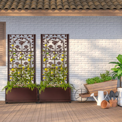 Set of 2 H Potter rose trellis planters styled on patio as backyard privacy screen with flowering vines