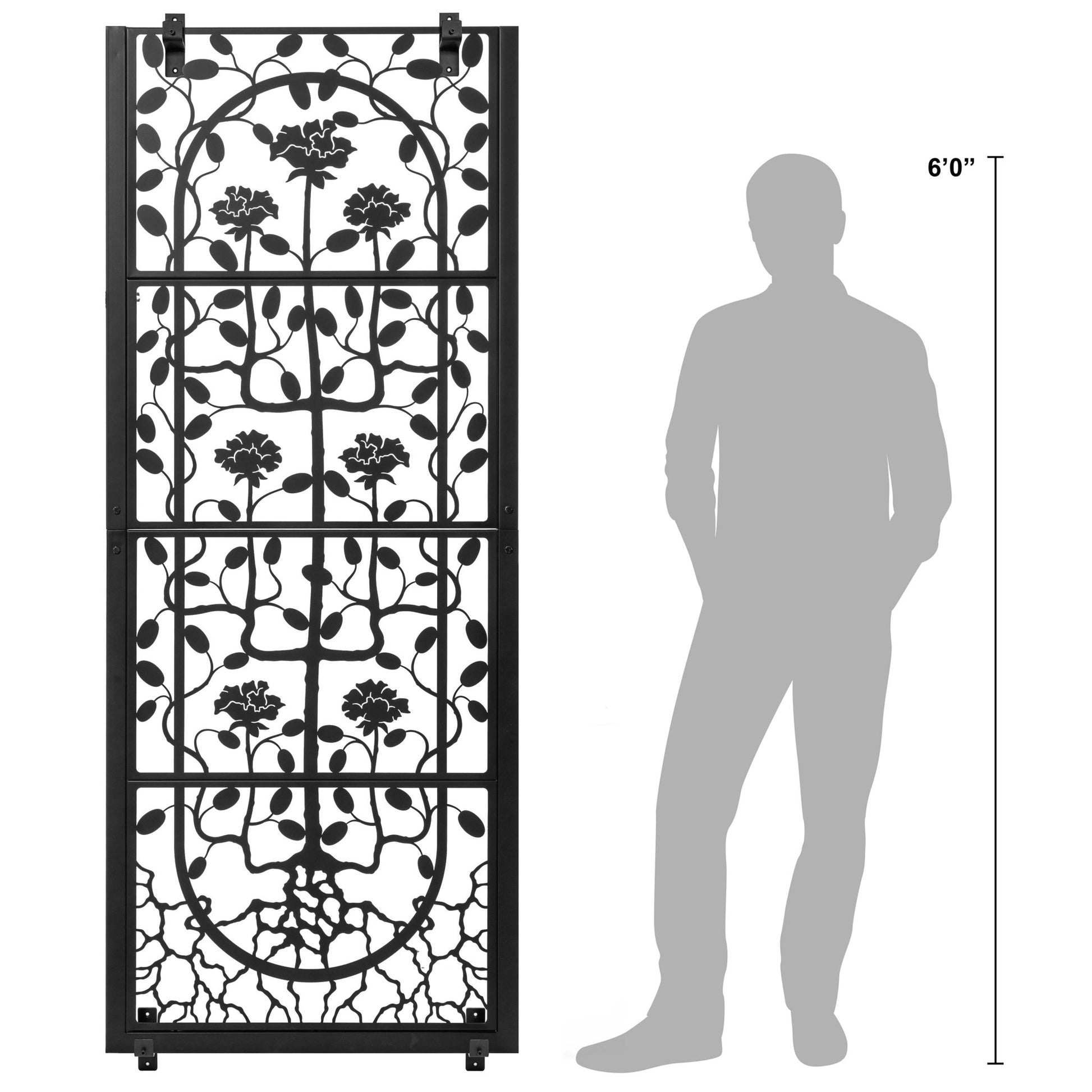 H Potter Wall Trellis Black Finish Outdoor Indoor Metal Art Panel With Mounting Brackets  Backyard Landscape Architectural