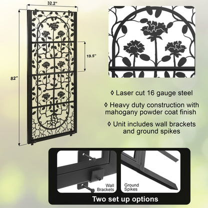 H Potter Wall Trellis Black Finish Outdoor Indoor Metal Art Panel With Mounting Brackets  Backyard Landscape Architectural
