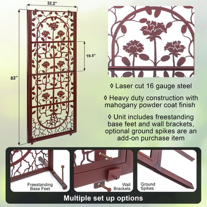 H Potter Set of 2 Wall Trellises - Decorative Screen for Climbing Plants Outdoor Indoor Metal Art