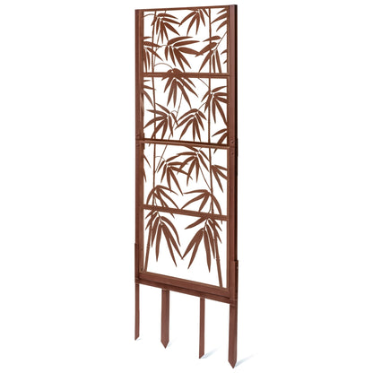 Trellis screen for a planter—container-friendly; anchor in soil and tie vines; keep drainage clear. 32″W × 82″H