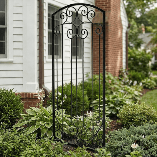 H Potter Estate Scroll Wall Trellis – 6 Ft Black Metal Trellis
