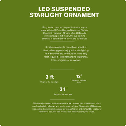 H Potter Hanging Starlight Light – 120 LED Indoor & Outdoor Décor