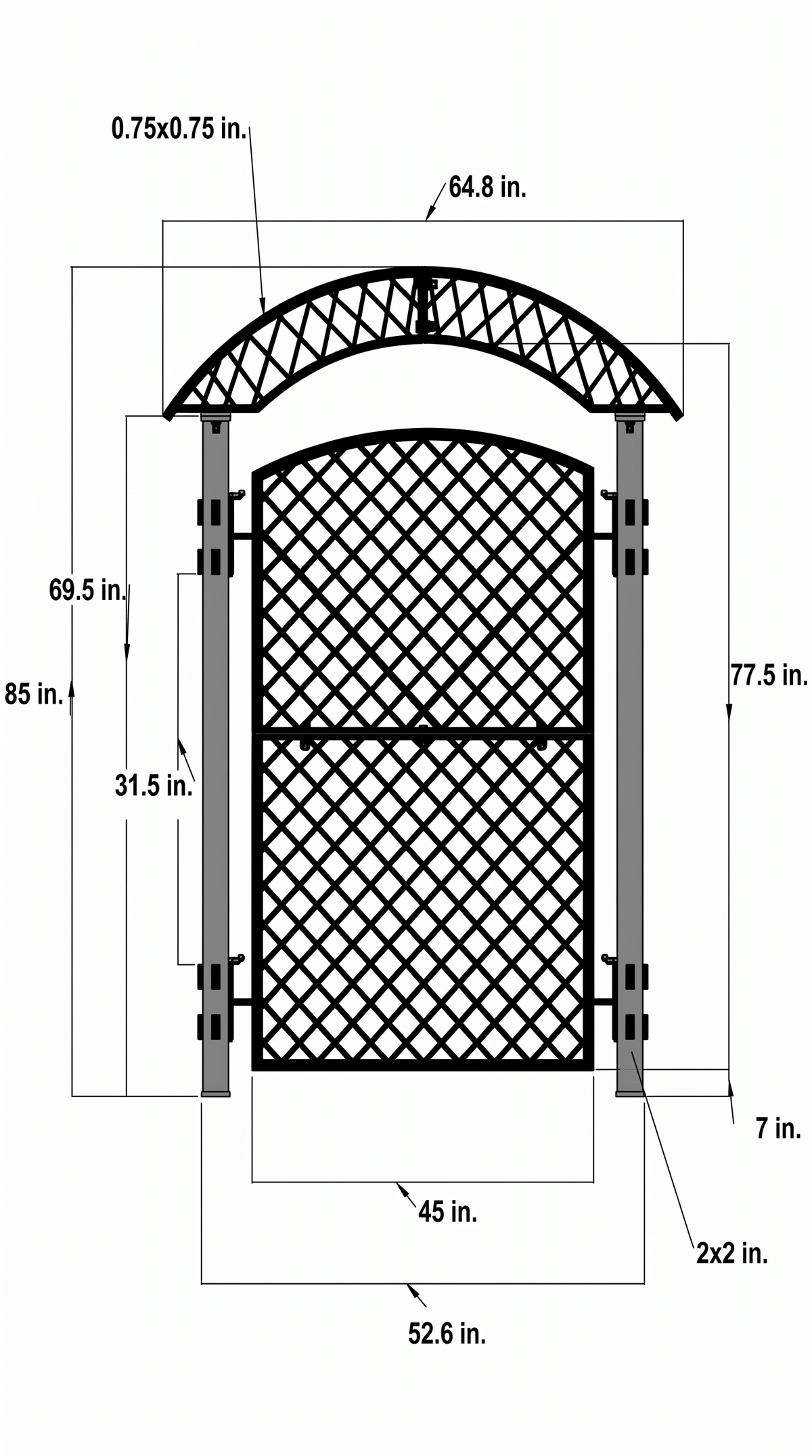 H Potter Savannah Garden Arbor – Black Iron Garden Trellis Arch