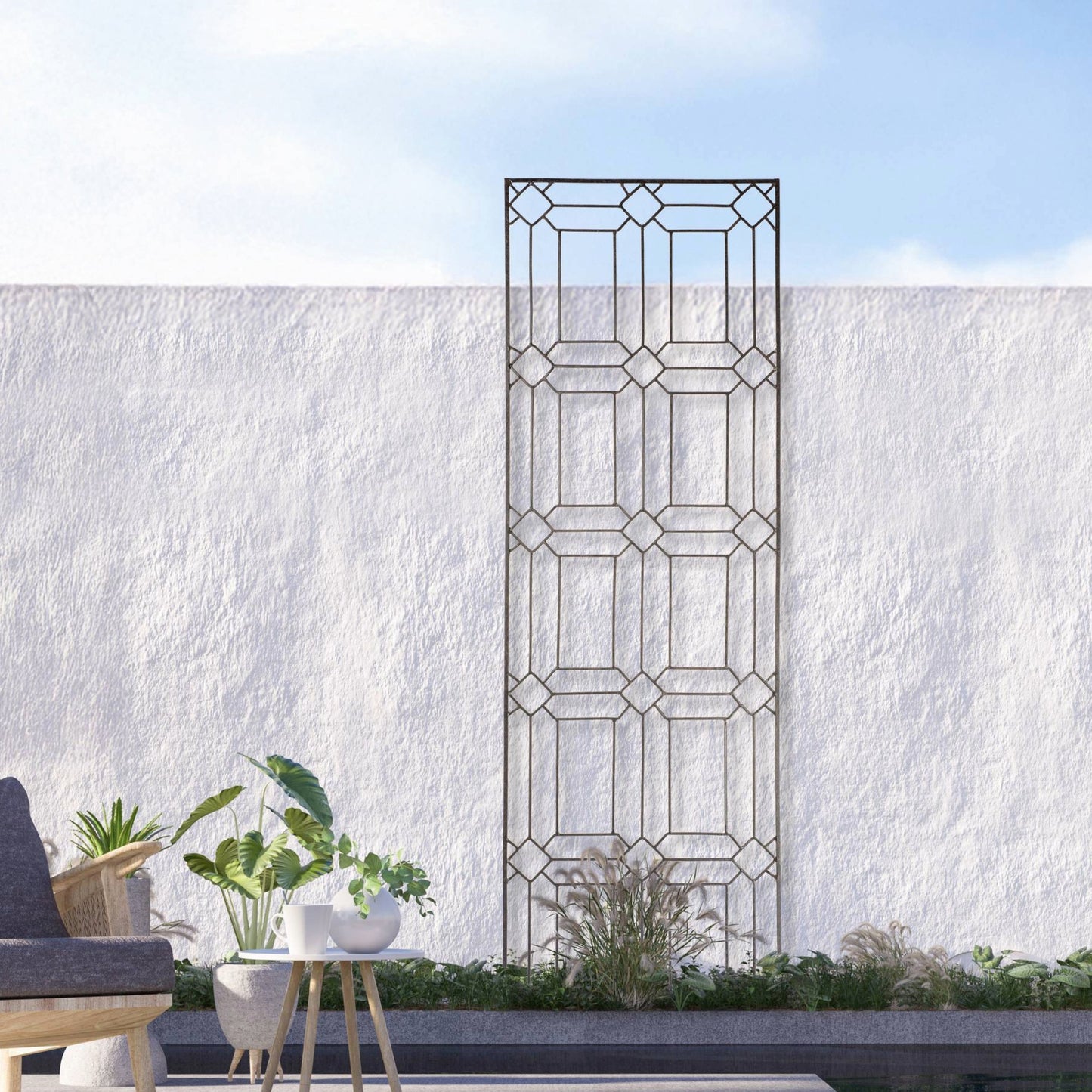 H Potter Diamond Trellis Wrought Iron Indoor Outdoor Wall Art