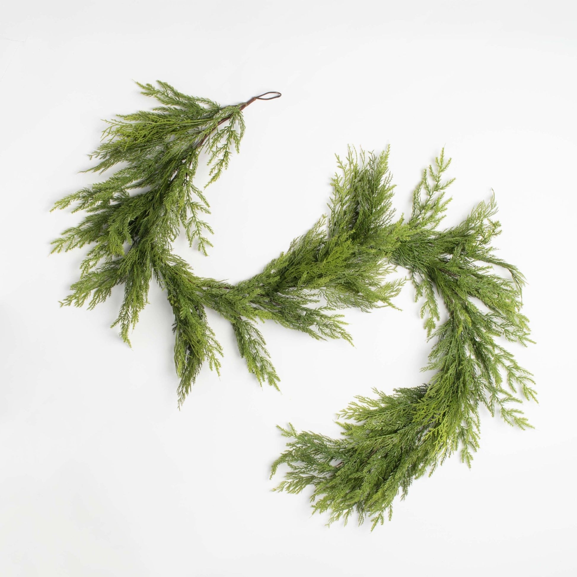 holiday cedar decorative garland on a white background 