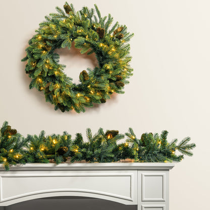 H Potter - Faux Starlit Hollow Wreath & Garlands Set