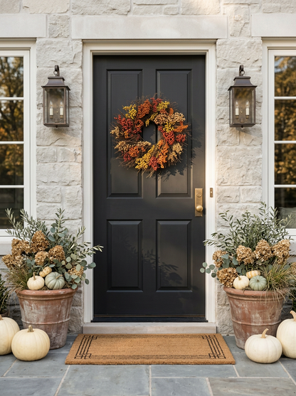 h potter ember dried fall wreath front door entryway