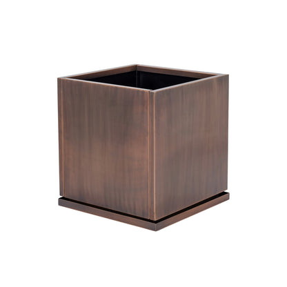 H Potter Ashbury 20" Square Antique Copper Planter with Drip Tray