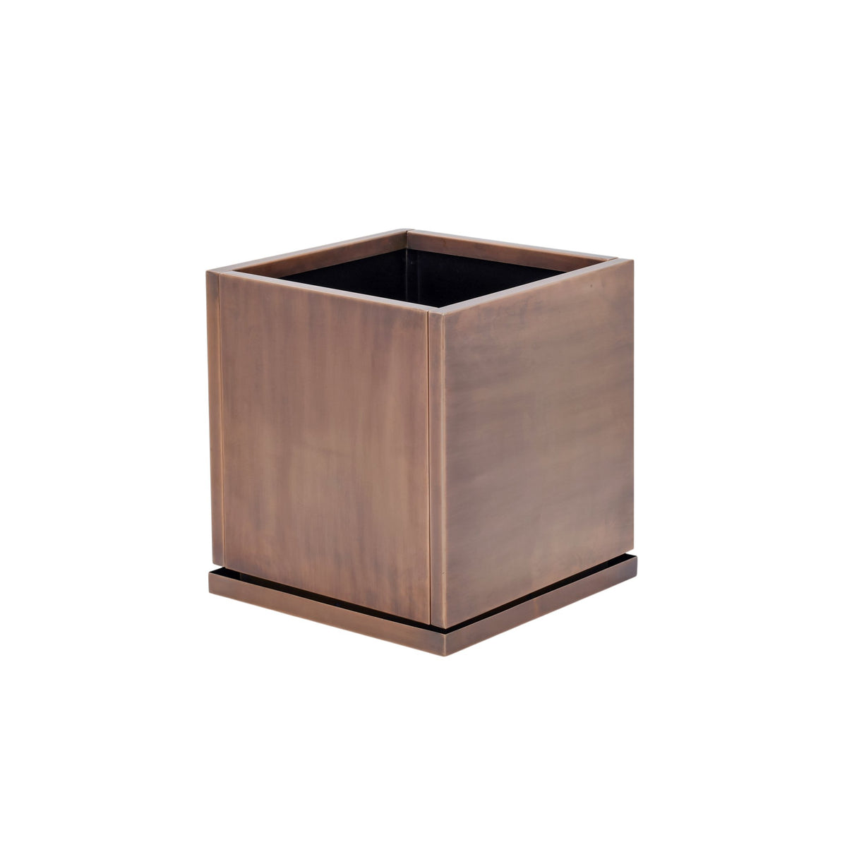 H Potter Ashbury 17" Square Antique Copper Planter with Drip Tray