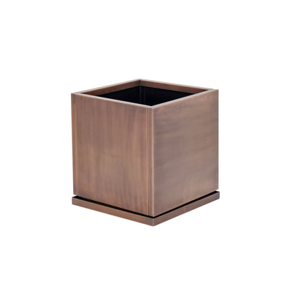 H Potter Ashbury 17" Square Antique Copper Planter with Drip Tray