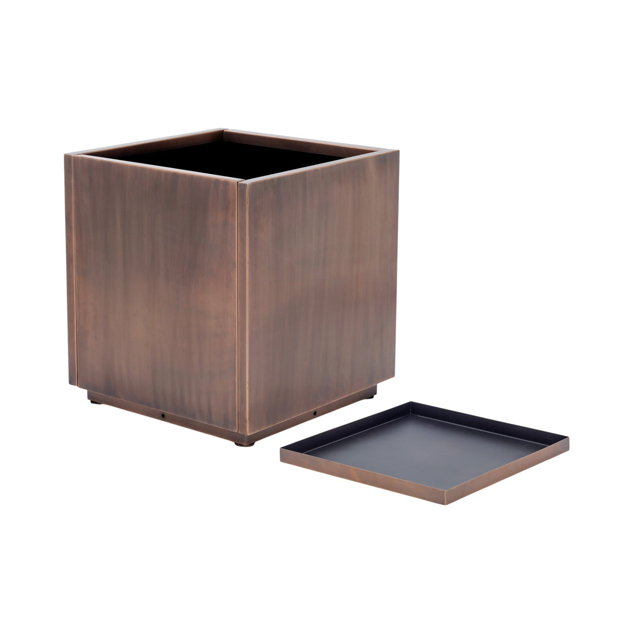 H Potter Ashbury 17" Square Antique Copper Planter with Drip Tray