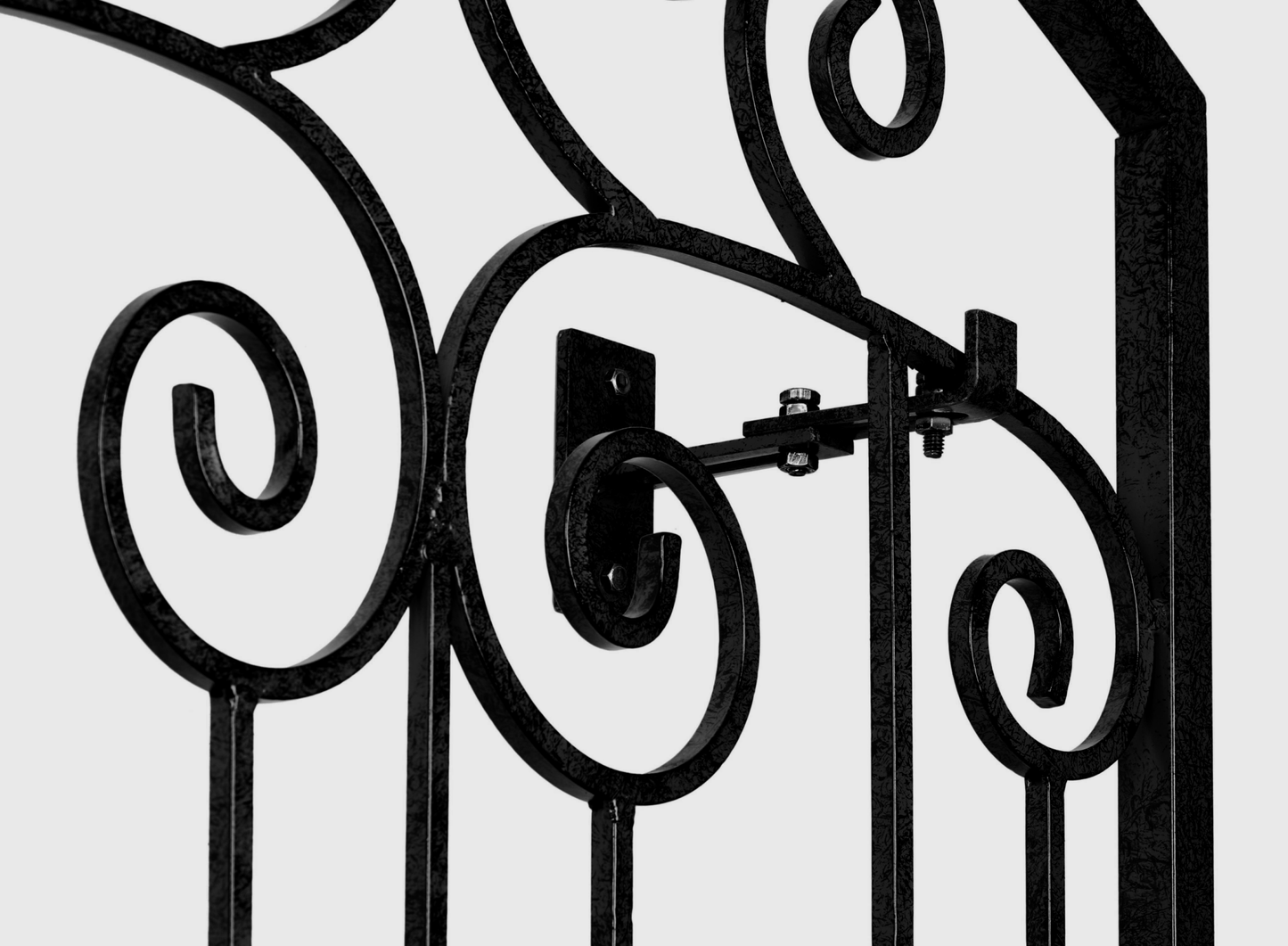 H Potter 8 Foot Black Wrought Iron Garden Trellis Metal Wall Screen with Wall Mounting Brackets