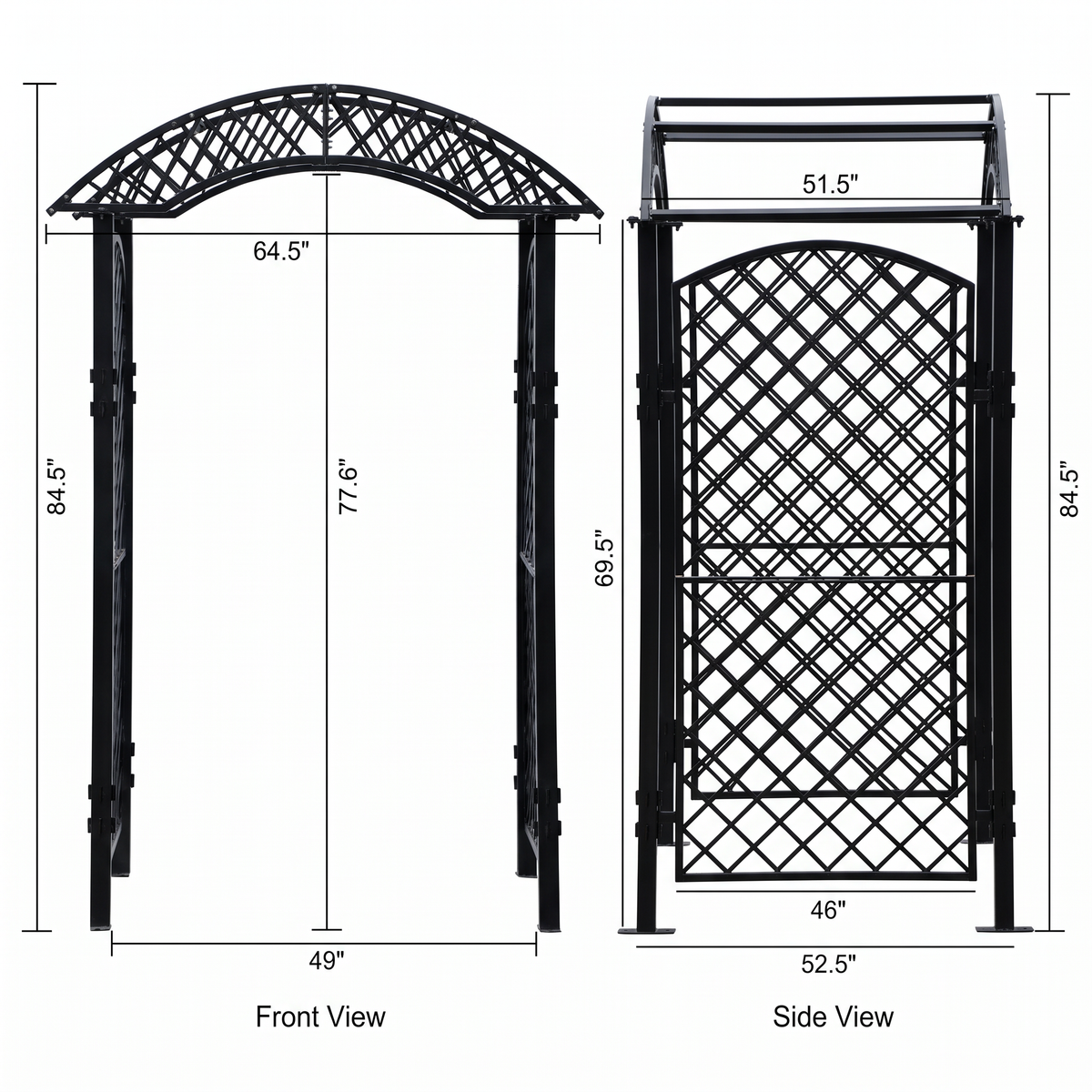 H Potter Savannah Garden Arbor – Black Iron Garden Trellis Arch