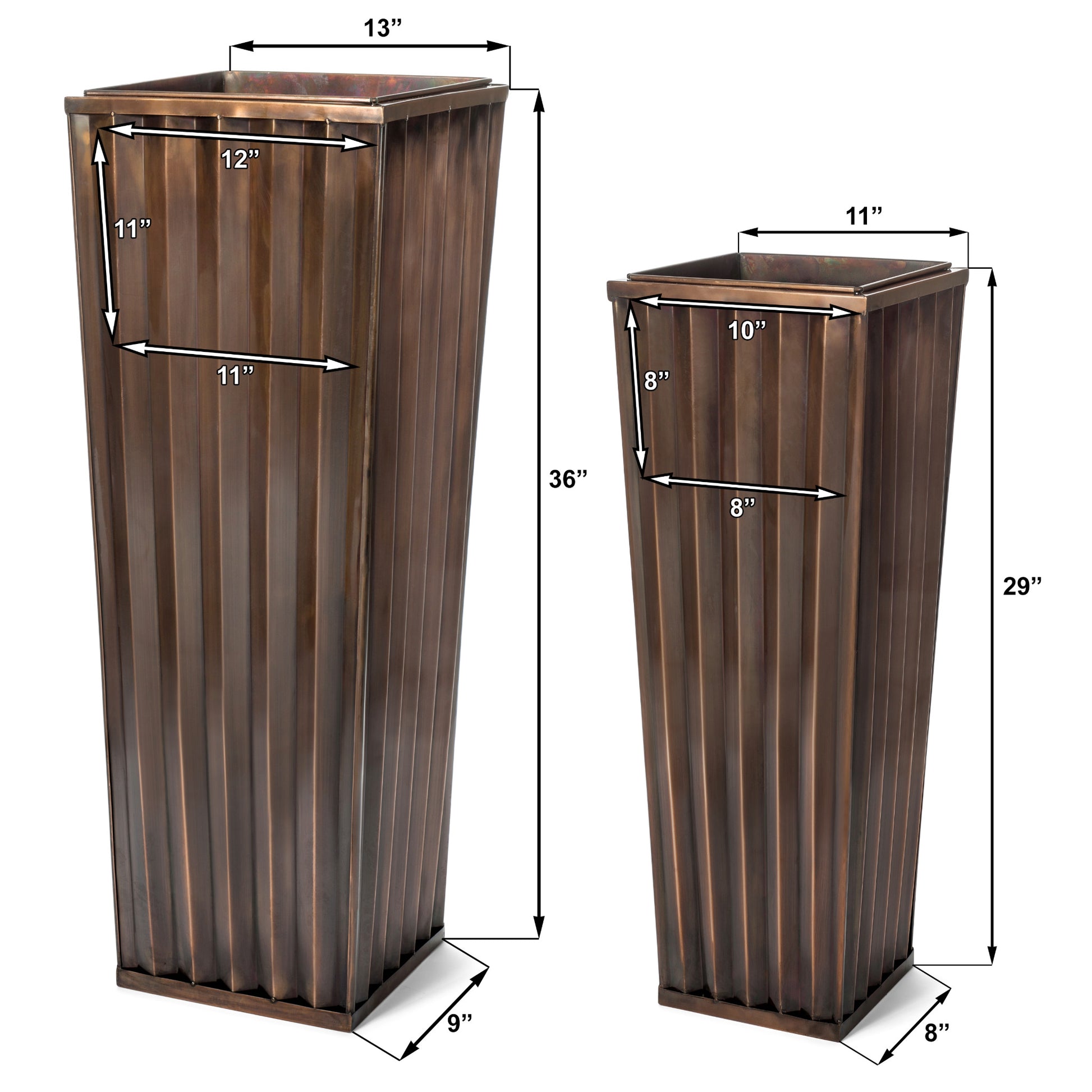 H Potter Planters Set of 2 Patio Deck Flower Ribbed Garden
