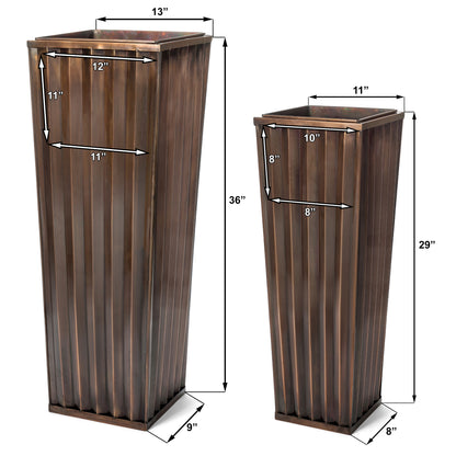 Pair of large H Potter metal planters great on porch—curb appeal; winter-safe in urban setting with good drainage.