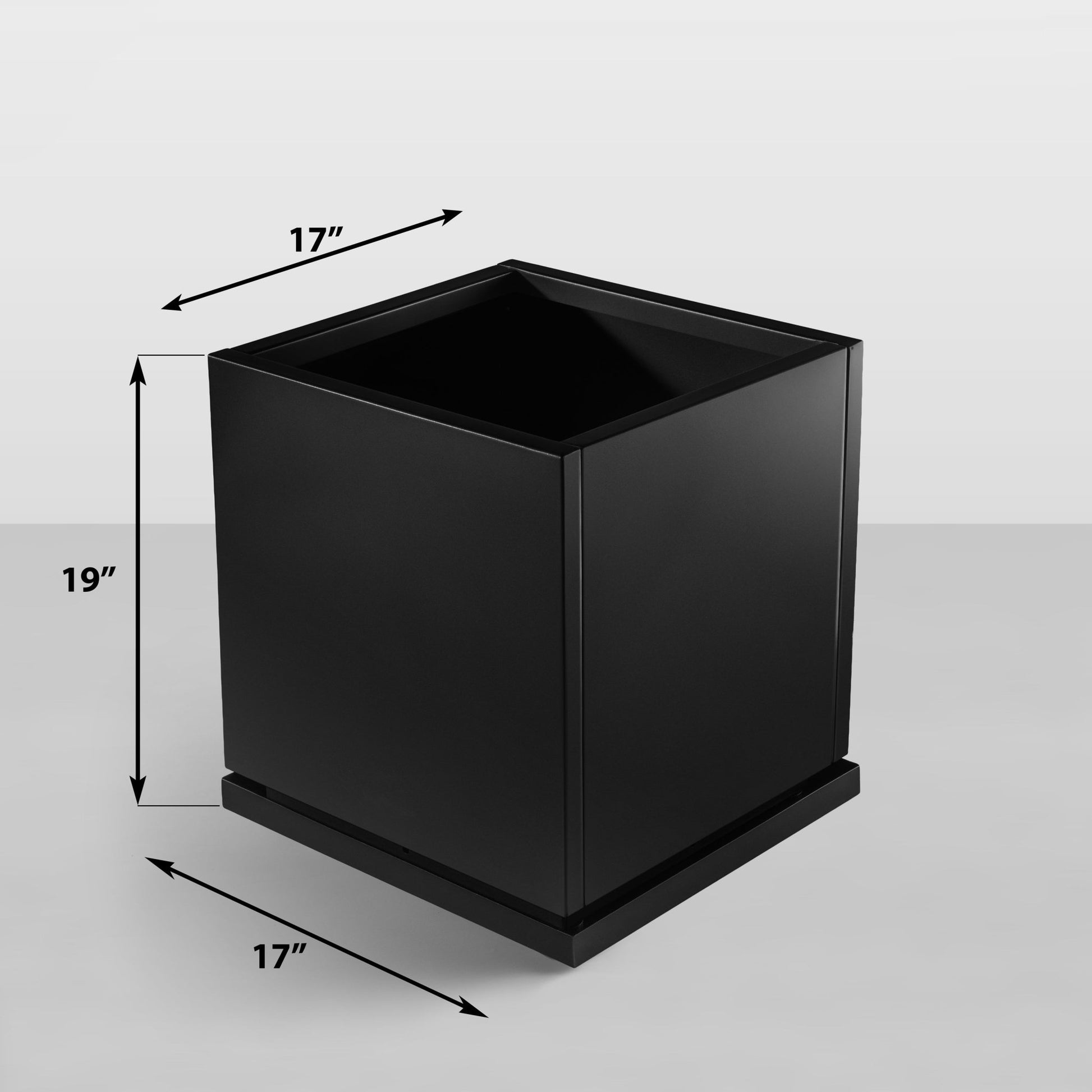 17 inch square plastic planter H Potter 17.5" Black Square Metal Planter with Drip Tray