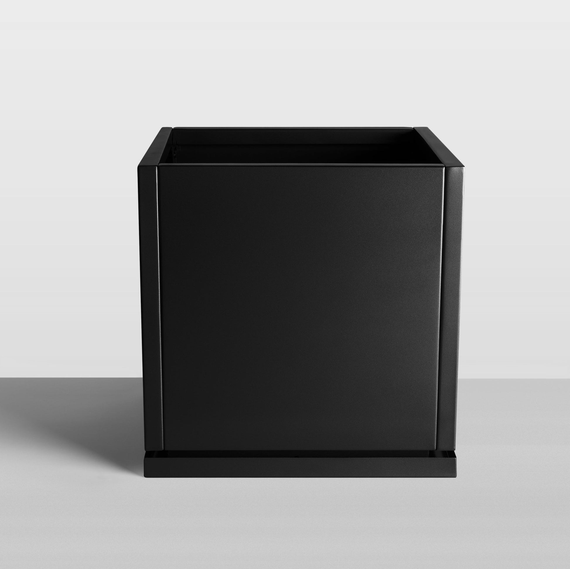 front view of h potter black square planter