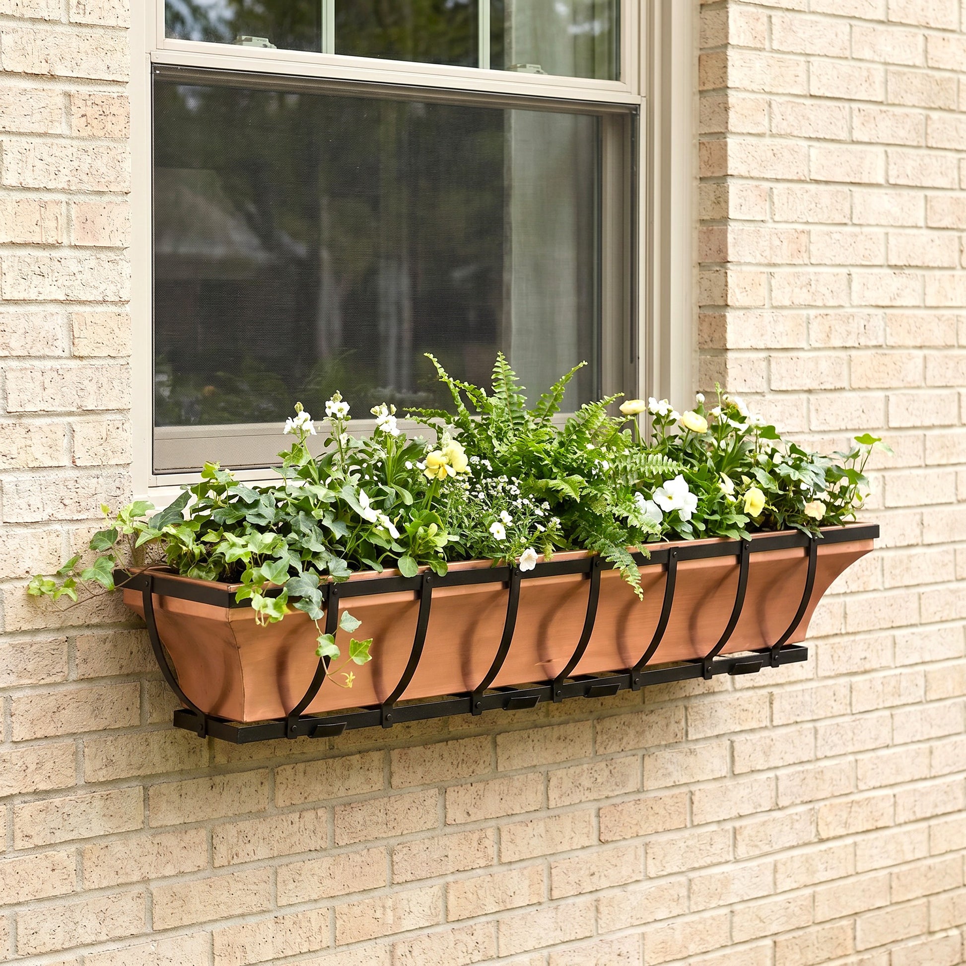 house planter boxes H Potter Copper Window Box with Metal Frame 48 inch