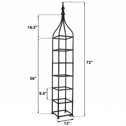 H Potter Beaumont black garden obelisk trellis dimensions – 72 inches tall and 13 inches wide
