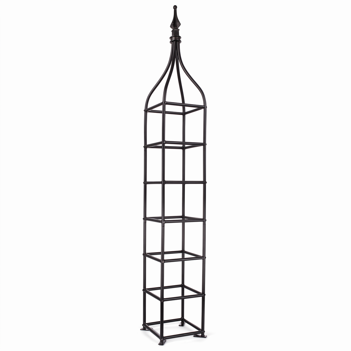 H Potter Beaumont black 6-foot iron garden obelisk trellis for climbing plants and vines