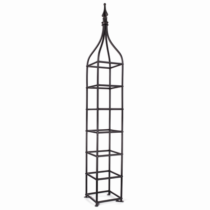 H Potter Beaumont black 6-foot iron garden obelisk trellis for climbing plants and vines