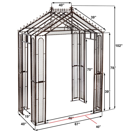 H Potter Garden Arbor Trellis Arch Metal Heavy-Duty for Climbing Plants