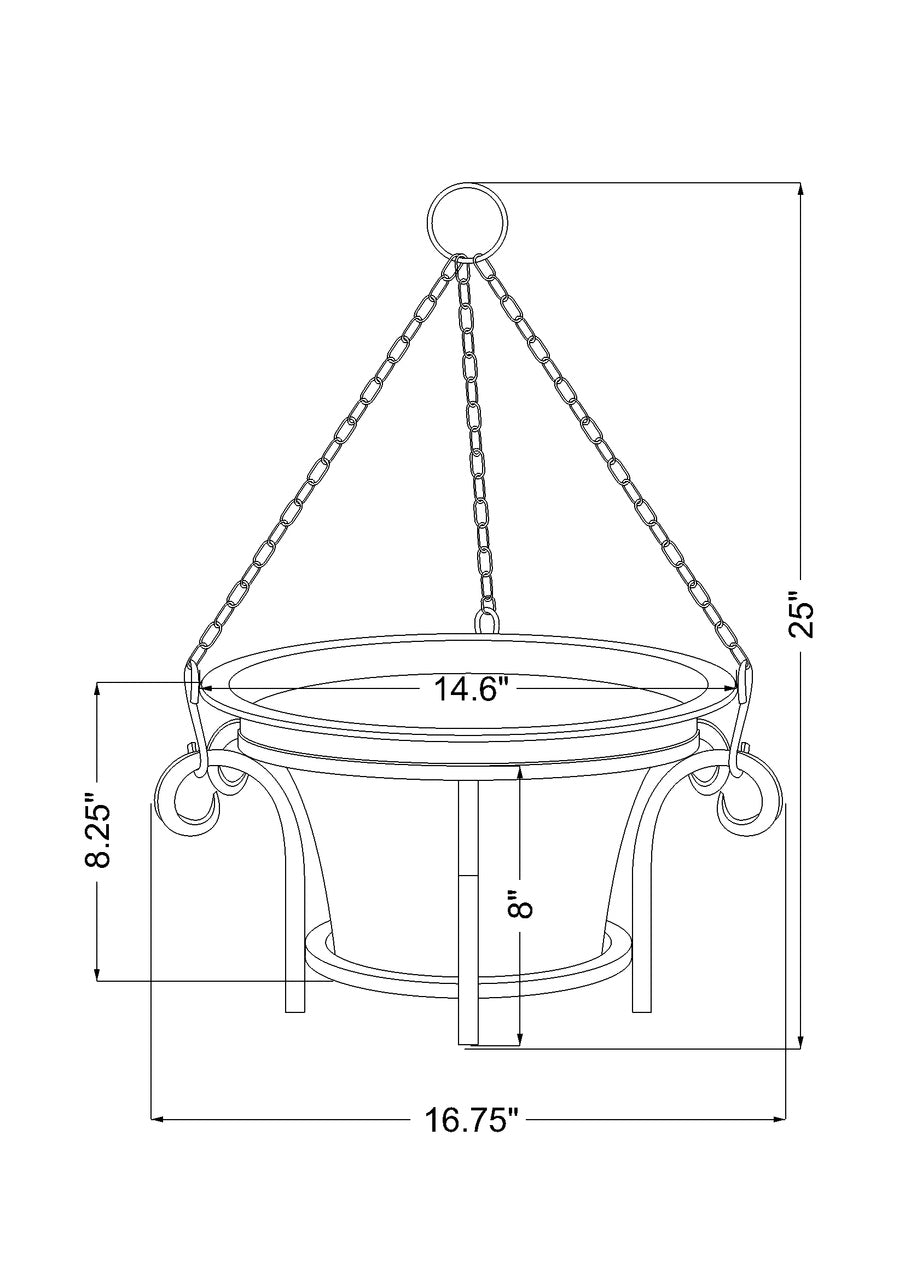 dimensional drawing of h potter hanging planter