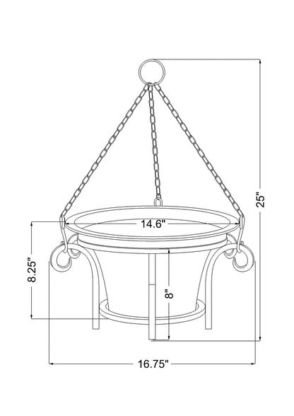 dimensional drawing of h potter hanging planter