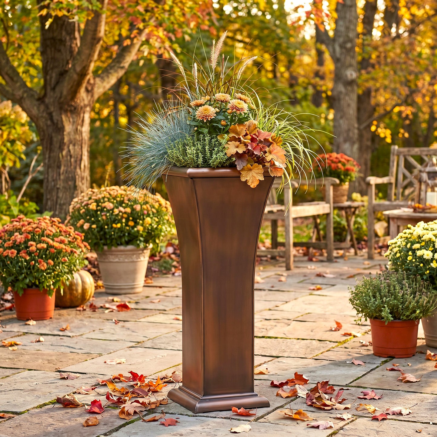H Potter Ashford Planter - 33" Tall Entryway Copper Urn