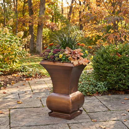 H Potter Biltmore Tall Copper Garden Urn Planter | 27" Indoor Outdoor Decorative Planter