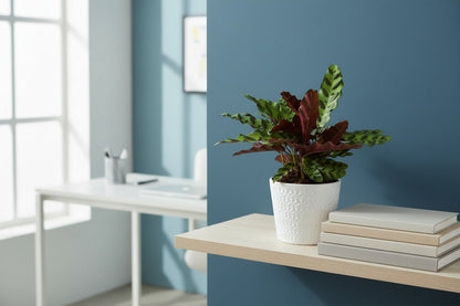 Calathea Rattlesnake plant in home office setting
