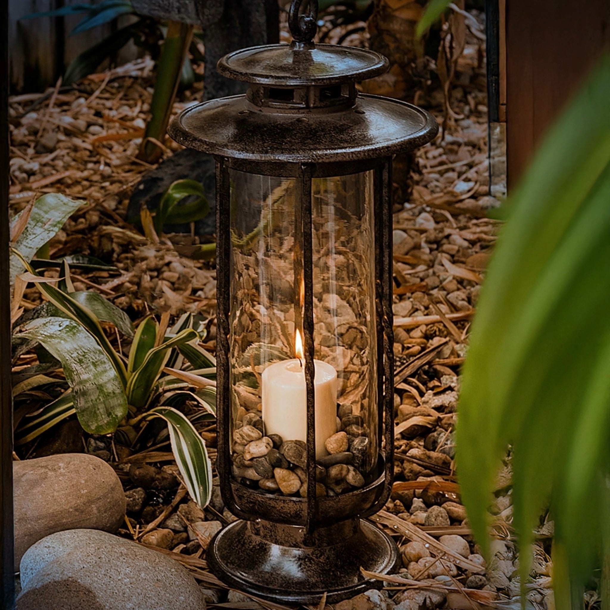 Large Cast Iron Hurricane Candle Lantern – 23
