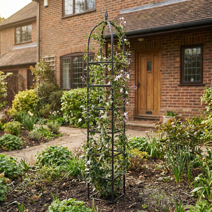 H Potter Chic Farming obelisk trellis 76.5 inch tall charcoal brown garden obelisk for climbing plants