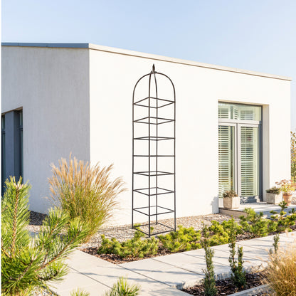 extra tall h potter chic farming obelisk trellis installed against modern home exterior