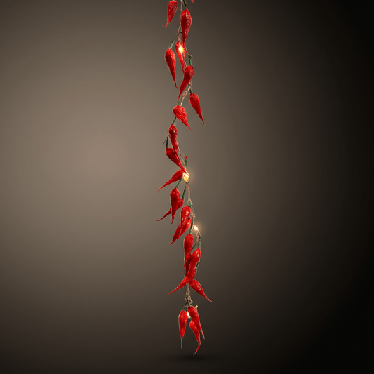 H Potter Chilli Pepper String Lights – Indoor - Battery & Timer