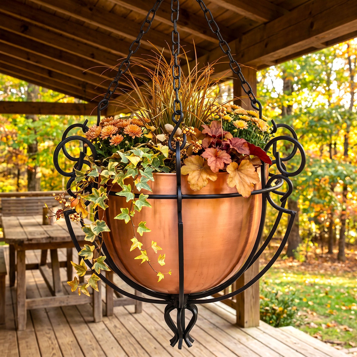 H Potter Classic Estate Hanging Planter Copper Finish