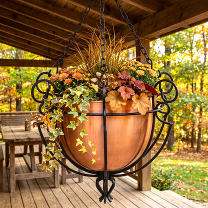 H Potter Classic Estate Hanging Planter Copper Finish