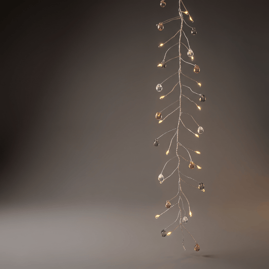 H Potter Coco Cluster LED String Lights showing 100 battery-operated warm white fairy lights with decorative clear beads