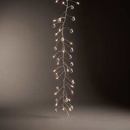 H Potter Crystal Cluster LED String Lights  showing 100 battery-operated warm white fairy lights with clear crystal-style decorative beads.