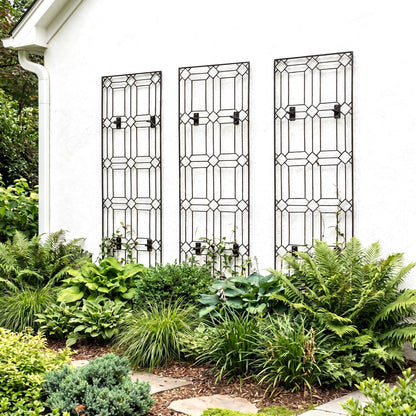 wall mounted wood trellis H Potter Diamond Wall Trellis Set of 3 and Wall Brackets