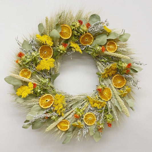 H Potter H Potter - Dried Golden Citrus Bloom Wreath on white background