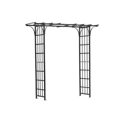 H Potter black metal garden arch on a white background angle view
