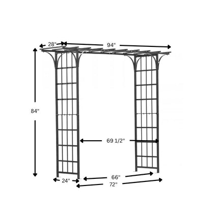 H Potter Eden Park Arbor Arch – Black Finish - 72 Inch Wide Freestanding Arch