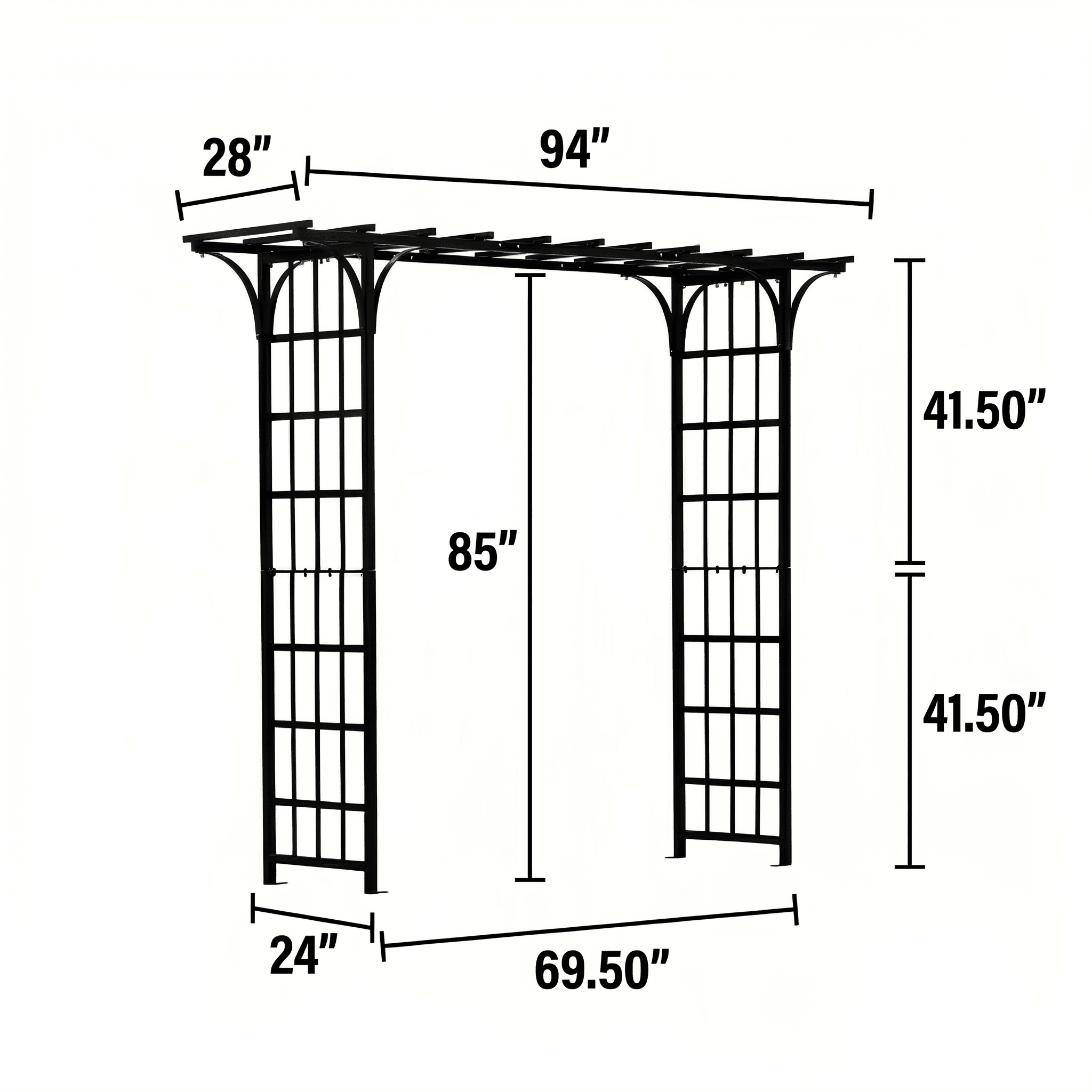 Eden Park Arbor Arch - 69 Inch Wide Heavy Duty Garden Arbor | H Potter