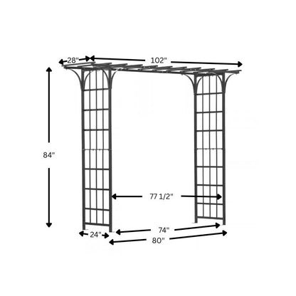 H Potter Eden Park Arbor Arch – Black Finish - 80 Inch Wide Freestanding Arch