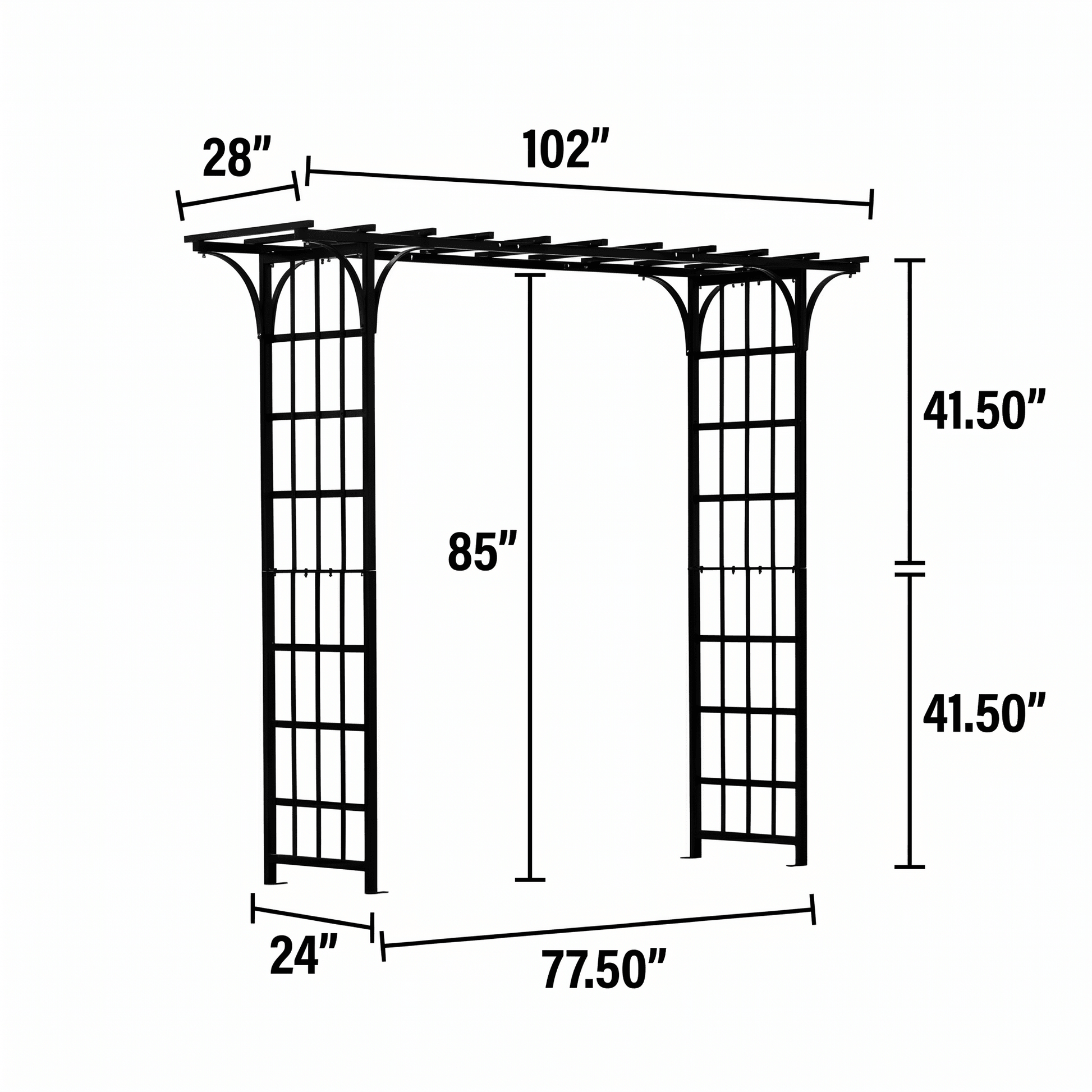 h potter 77 inch arbor with dimensions